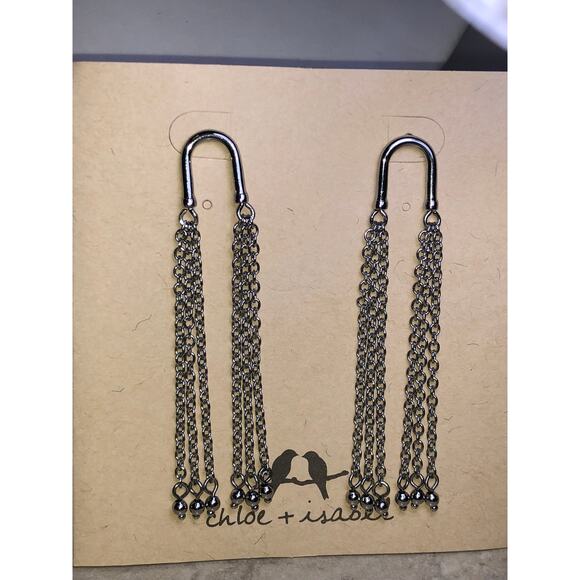 CHLOE + ISABEL gunmetal multi-chain tassel earrings - E070 - Picture 1 of 3
